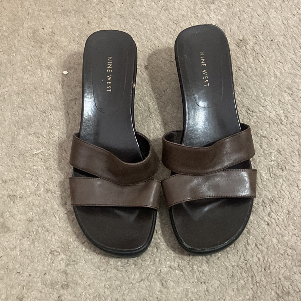 Nine West slip on wedge sandals like new